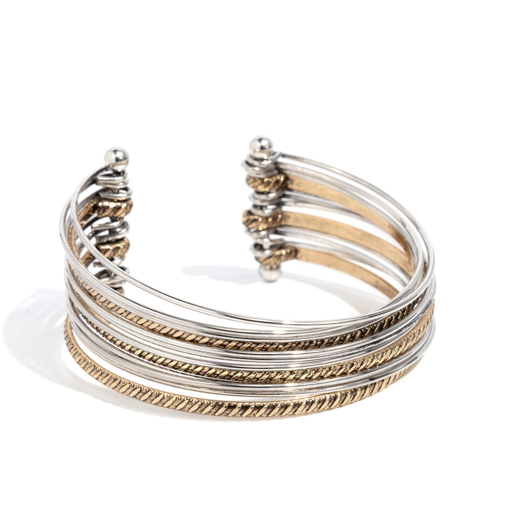 Paparazzi Gold and Silver Twisted Rope Cuff Bracelet Liberated Legend Multi